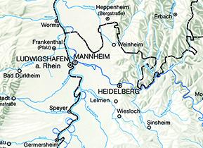 Reliefkarte Baden-Württemberg 1:1 000 000 (Ausschnitt)