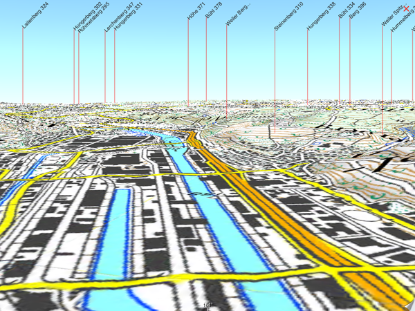 3D - Panorama-Ansicht (POI eingeschaltet)